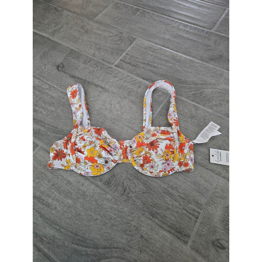 Cupshe Kittenish Floral Print Bikini Top Women's Size Small Jesse James Decker